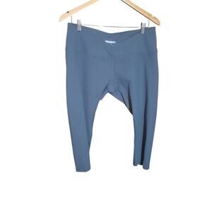 ODODOS Womens Blue Gray Crossover Waist Athletic Yoga Crop Leggings Size 2XL NWT